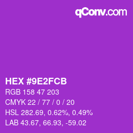 Color code: HEX #9E2FCB | qconv.com