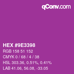 颜色代码: HEX #9E3398 | qconv.com