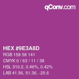 颜色代码: HEX #9E3A8D | qconv.com