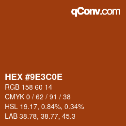 Color code: HEX #9E3C0E | qconv.com
