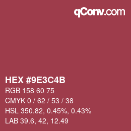 Color code: HEX #9E3C4B | qconv.com