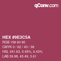 Color code: HEX #9E3C5A | qconv.com