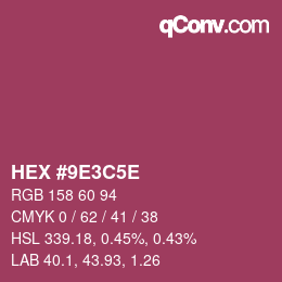 Color code: HEX #9E3C5E | qconv.com