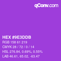 Color code: HEX #9E3DDB | qconv.com