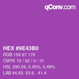 カラーコード: HEX #9E43B0 | qconv.com