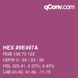 颜色代码: HEX #9E497A | qconv.com