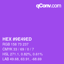 カラーコード: HEX #9E49ED | qconv.com