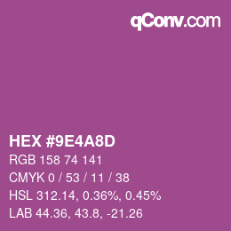 Color code: HEX #9E4A8D | qconv.com