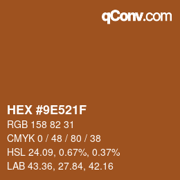 Color code: HEX #9E521F | qconv.com