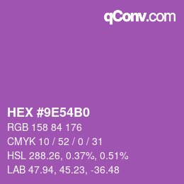 颜色代码: HEX #9E54B0 | qconv.com