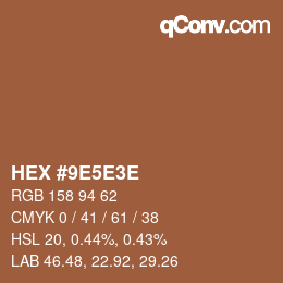 Code couleur: HEX #9E5E3E | qconv.com