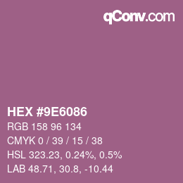 カラーコード: HEX #9E6086 | qconv.com