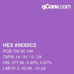 Color code: HEX #9E60C2 | qconv.com