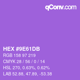 カラーコード: HEX #9E61DB | qconv.com