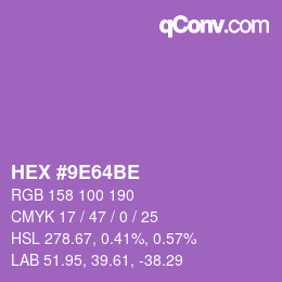 Color code: HEX #9E64BE | qconv.com