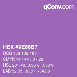 颜色代码: HEX #9E66B7 | qconv.com