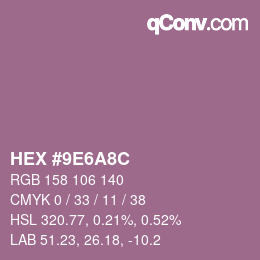 Color code: HEX #9E6A8C | qconv.com