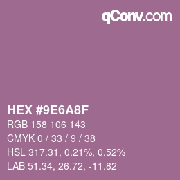 Color code: HEX #9E6A8F | qconv.com