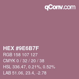 Color code: HEX #9E6B7F | qconv.com