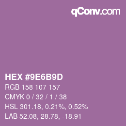 颜色代码: HEX #9E6B9D | qconv.com