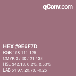 カラーコード: HEX #9E6F7D | qconv.com