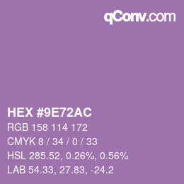 Farbcode: HEX #9E72AC | qconv.com