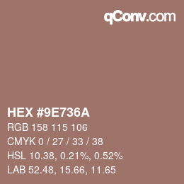 Color code: HEX #9E736A | qconv.com