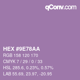 Color code: HEX #9E78AA | qconv.com