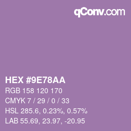 Color code: HEX #9E78AA | qconv.com