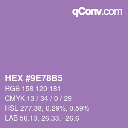 颜色代码: HEX #9E78B5 | qconv.com