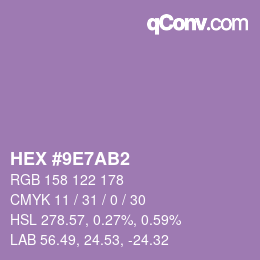 Color code: HEX #9E7AB2 | qconv.com
