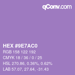 カラーコード: HEX #9E7AC0 | qconv.com
