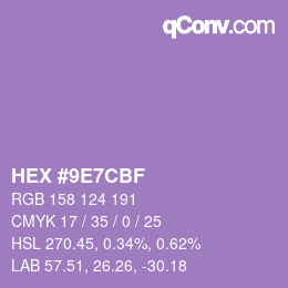 カラーコード: HEX #9E7CBF | qconv.com