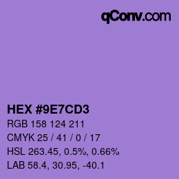 カラーコード: HEX #9E7CD3 | qconv.com
