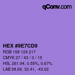 カラーコード: HEX #9E7CD9 | qconv.com