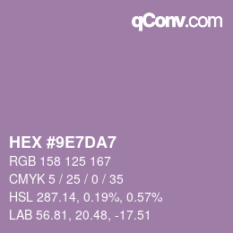 颜色代码: HEX #9E7DA7 | qconv.com