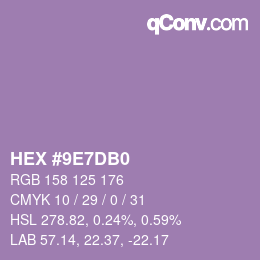 颜色代码: HEX #9E7DB0 | qconv.com