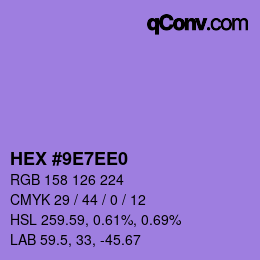 カラーコード: HEX #9E7EE0 | qconv.com