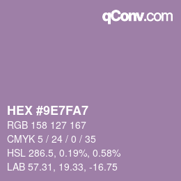 カラーコード: HEX #9E7FA7 | qconv.com