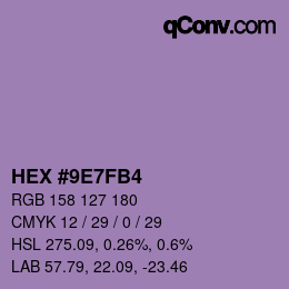 颜色代码: HEX #9E7FB4 | qconv.com