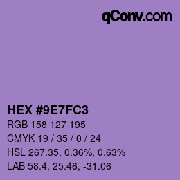 颜色代码: HEX #9E7FC3 | qconv.com