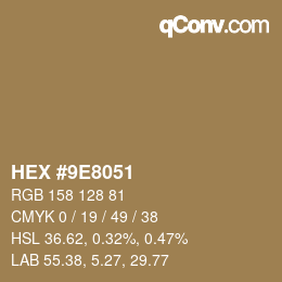 Color code: HEX #9E8051 | qconv.com