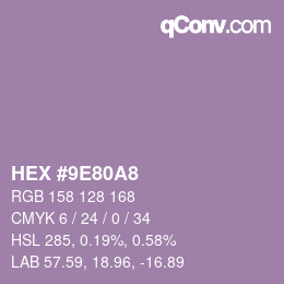 颜色代码: HEX #9E80A8 | qconv.com