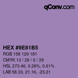 カラーコード: HEX #9E81B5 | qconv.com