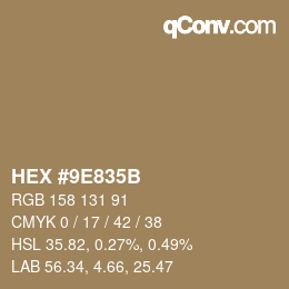 Color code: HEX #9E835B | qconv.com