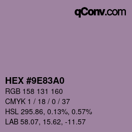 颜色代码: HEX #9E83A0 | qconv.com