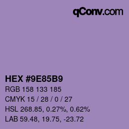Color code: HEX #9E85B9 | qconv.com