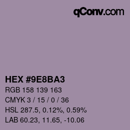 颜色代码: HEX #9E8BA3 | qconv.com