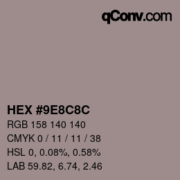 Color code: HEX #9E8C8C | qconv.com