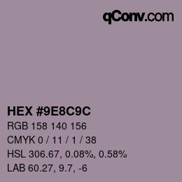 Color code: HEX #9E8C9C | qconv.com